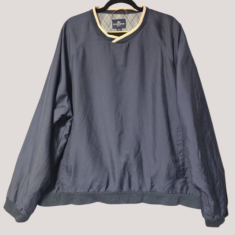 Dockers Golf Stain Defender Blue V-Neck Pullover Jacket Mens Size Large